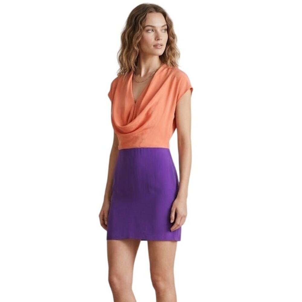 Diane von Furstenberg Silk Colorblock Mini Dress